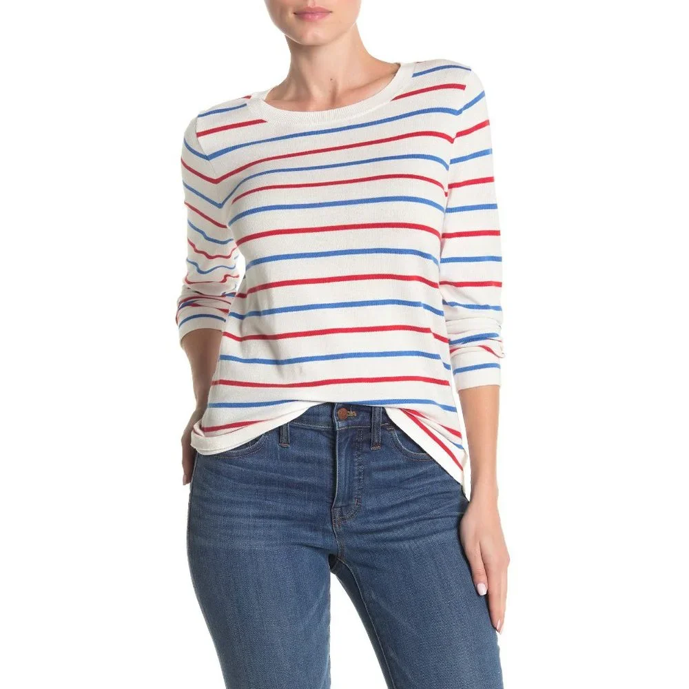 NWOT J. Crew Multi Stripe Print Pullover Sweater